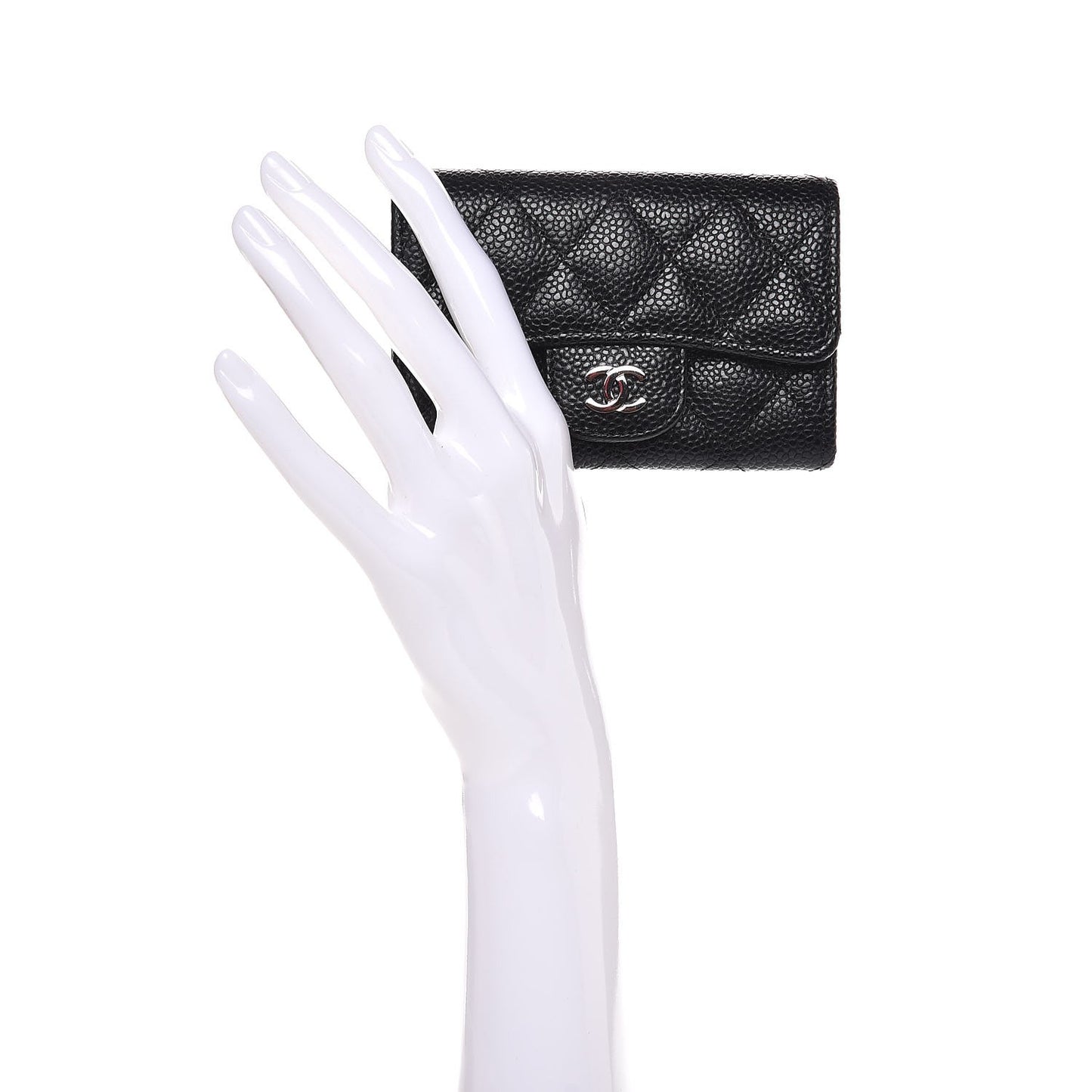 Caviar Quilted Flap Card Holder Black