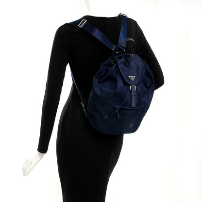 Prada Nylon Vela Saffiano Medium Cinch Backpack Baltico 2 of 7