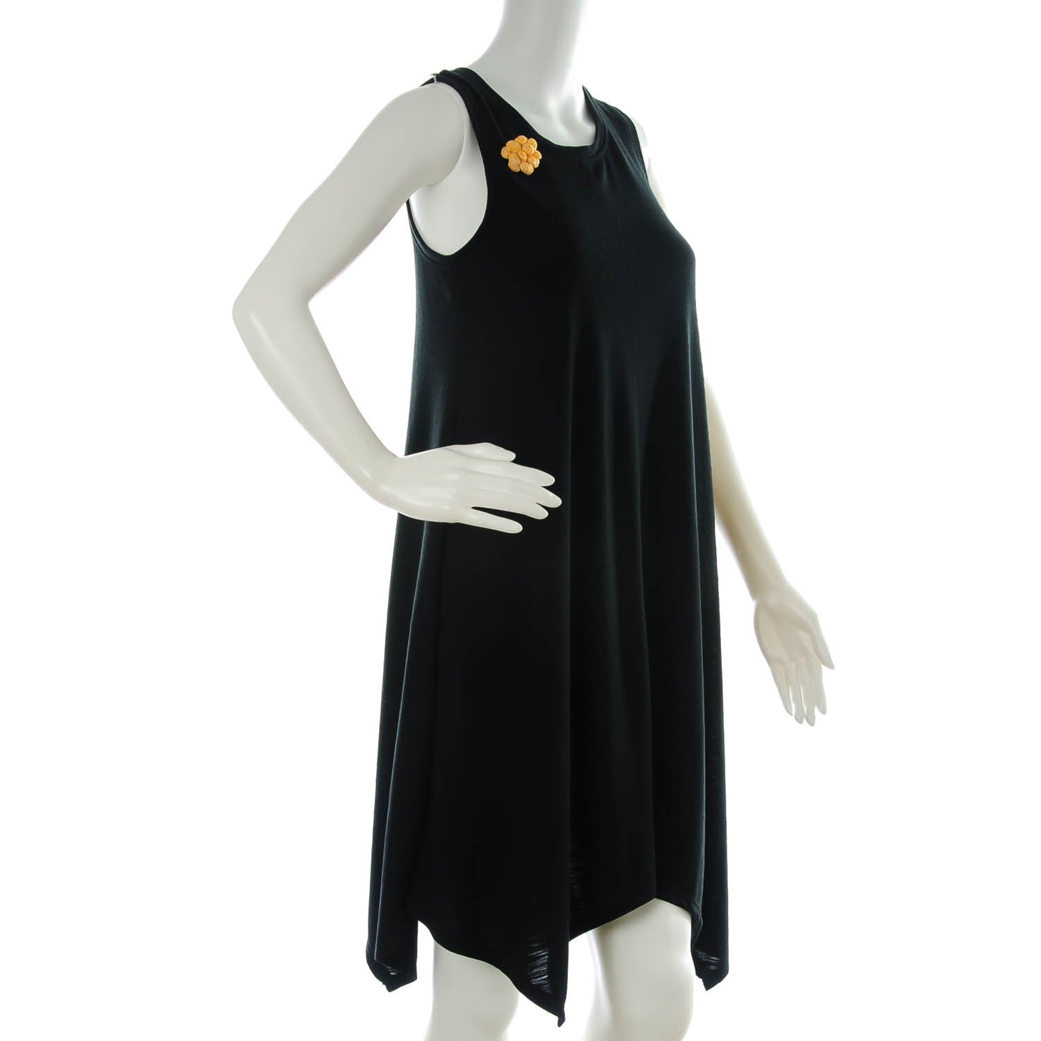 Chanel Tweed Camellia CC Brooch Lapel Pin Yellow 2 of 5