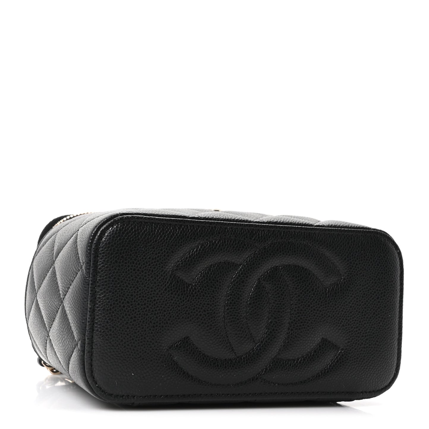 Caviar Quilted Small Vanity Case With Chain Black