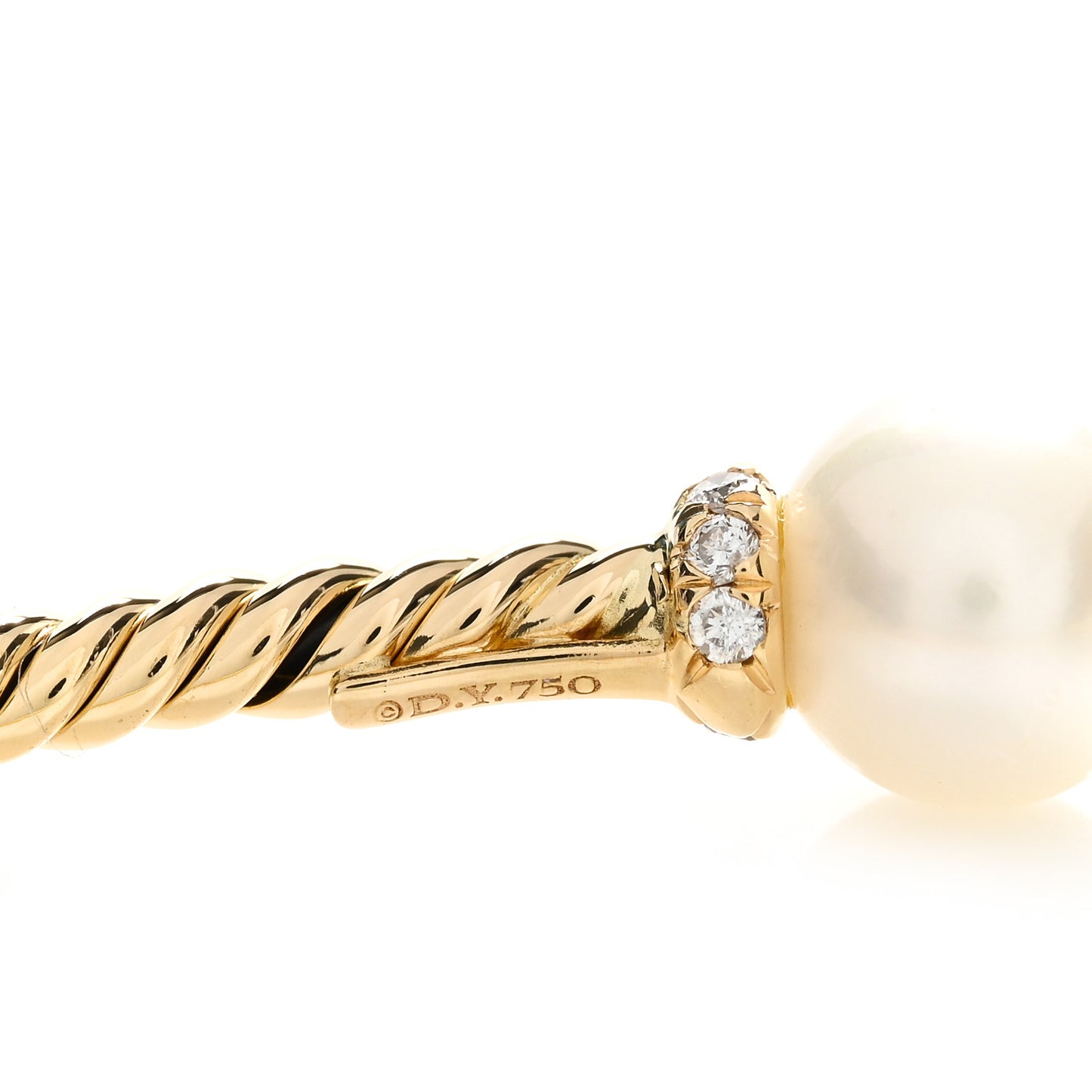 18K Yellow Gold Diamond Pearl 6.5mm Solari Bracelet