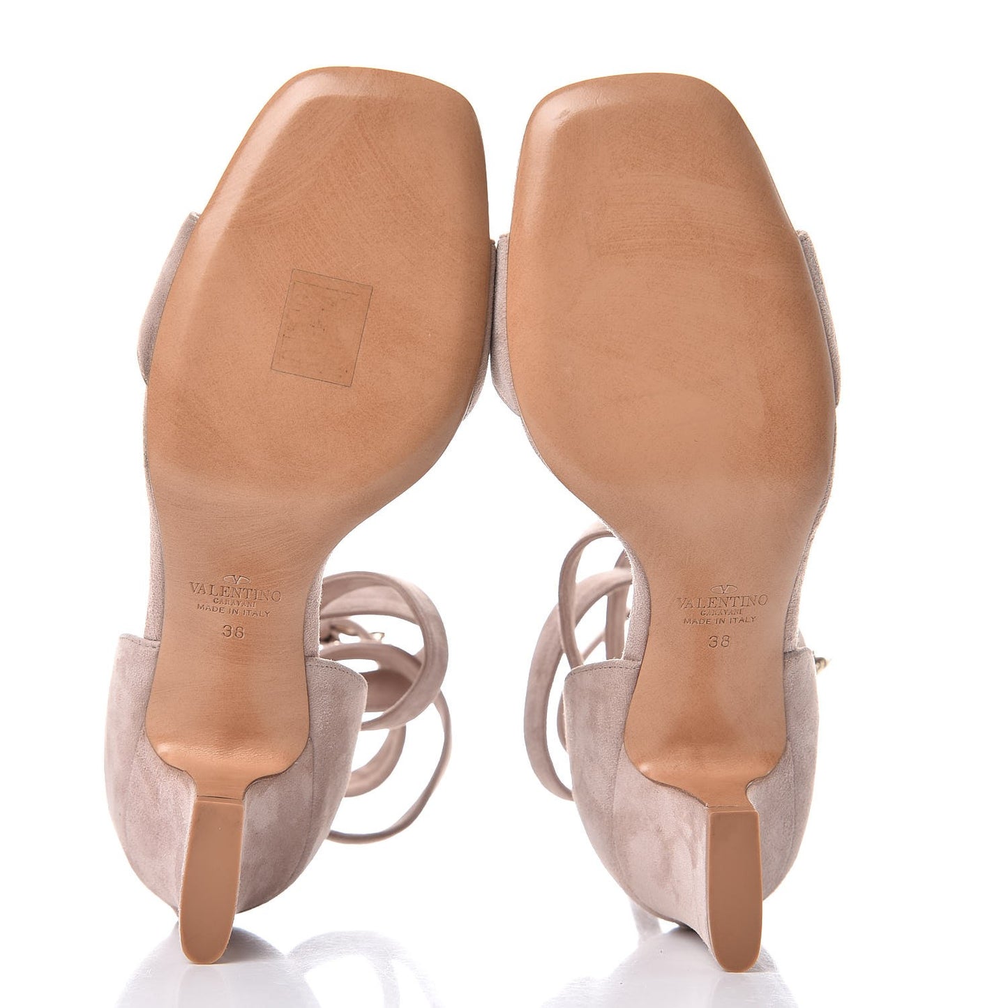 Suede Caged Ankle Strap Sandals 38 Camel Rose