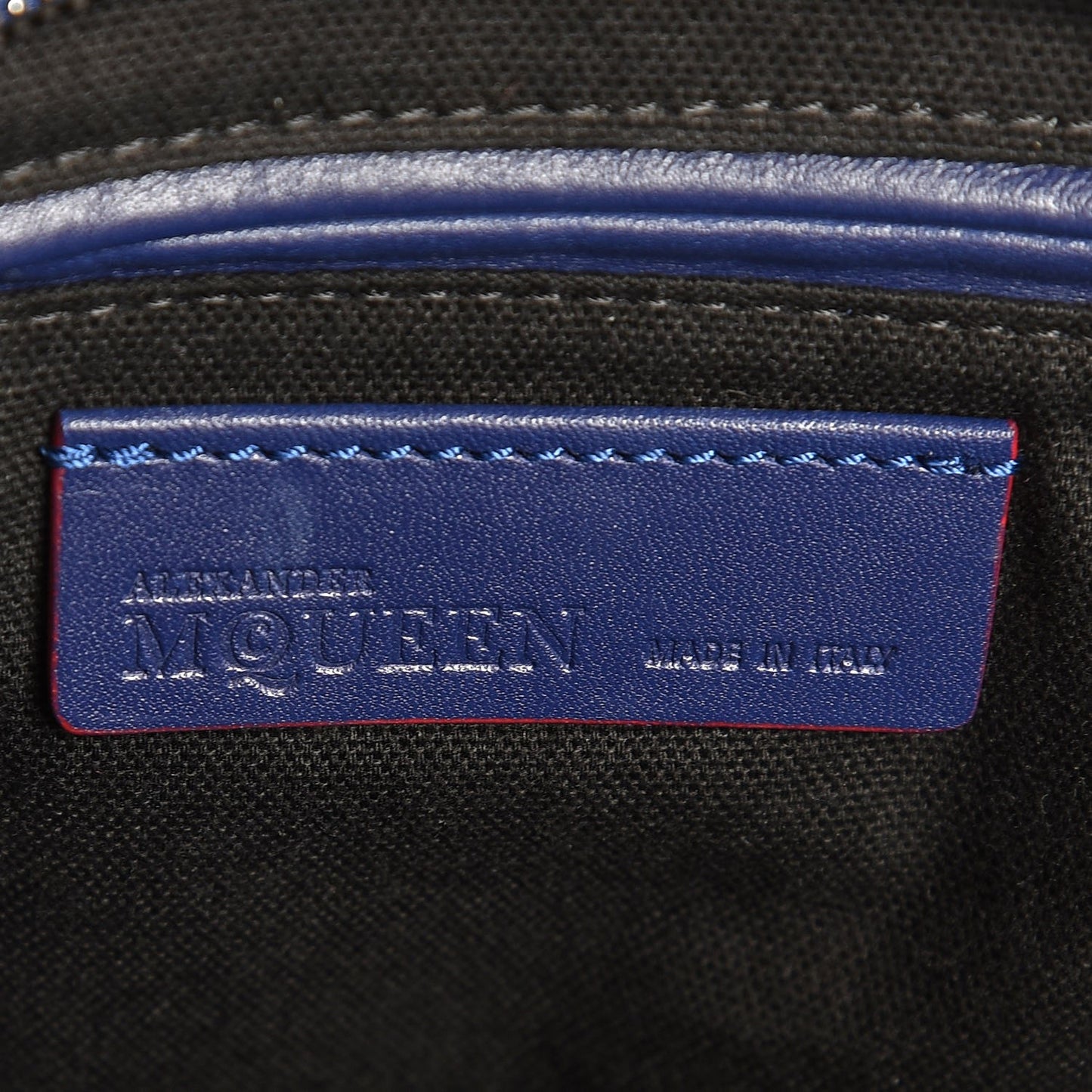 Calfskin Small Skull Padlock Zip Around Tote Blue Red