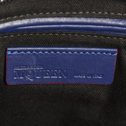 Alexander McQueen Calfskin Small Skull Padlock Zip Around Tote Blue Red 7 of 8