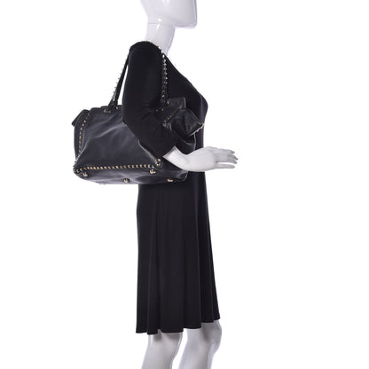 Valentino Garavani Vitello Medium Rockstud Tote Black 3 of 10