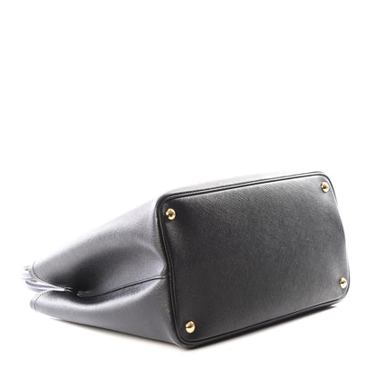 Prada Saffiano Cuir Medium Double Bag Black Mughetto 3 of 10
