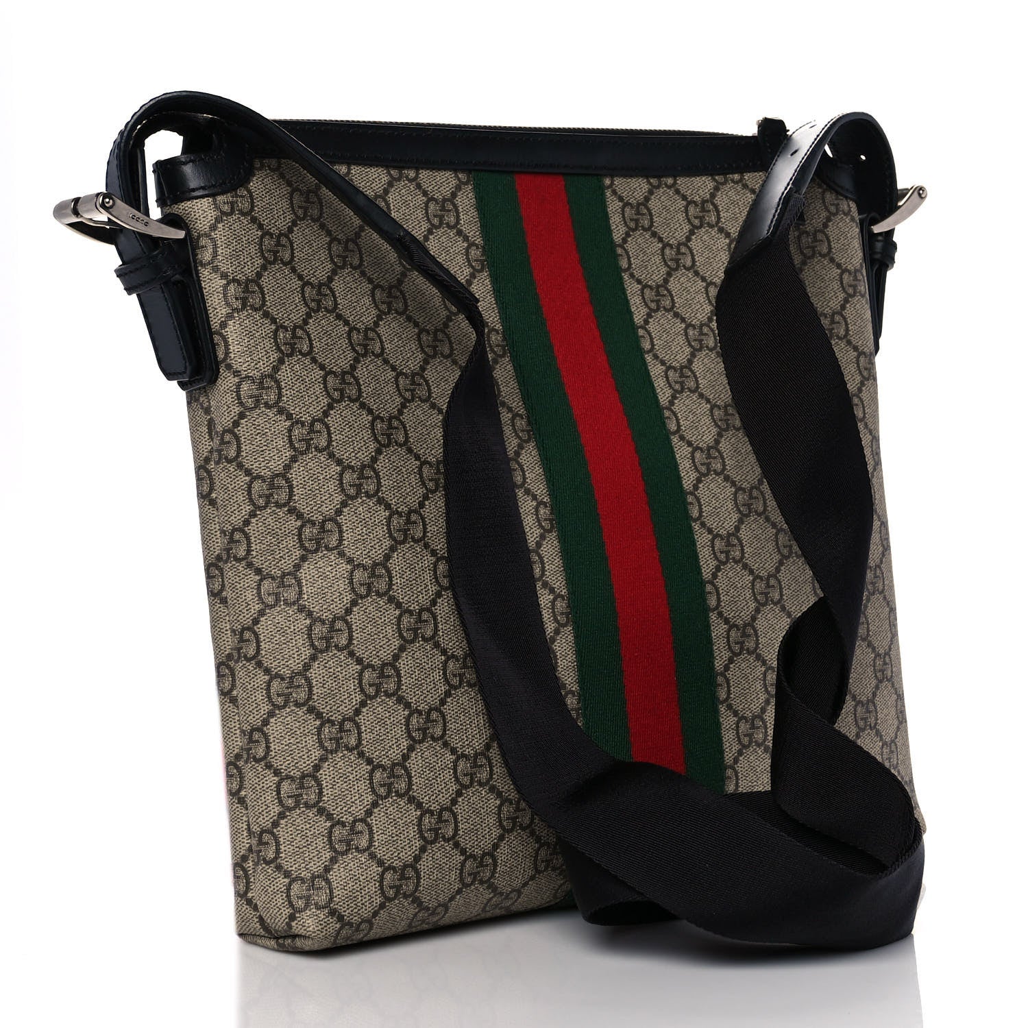 Gucci GG Supreme Monogram Web Messenger Bag Black 3 of 10