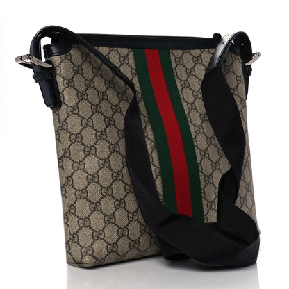 Gucci GG Supreme Monogram Web Messenger Bag Black 3 of 10