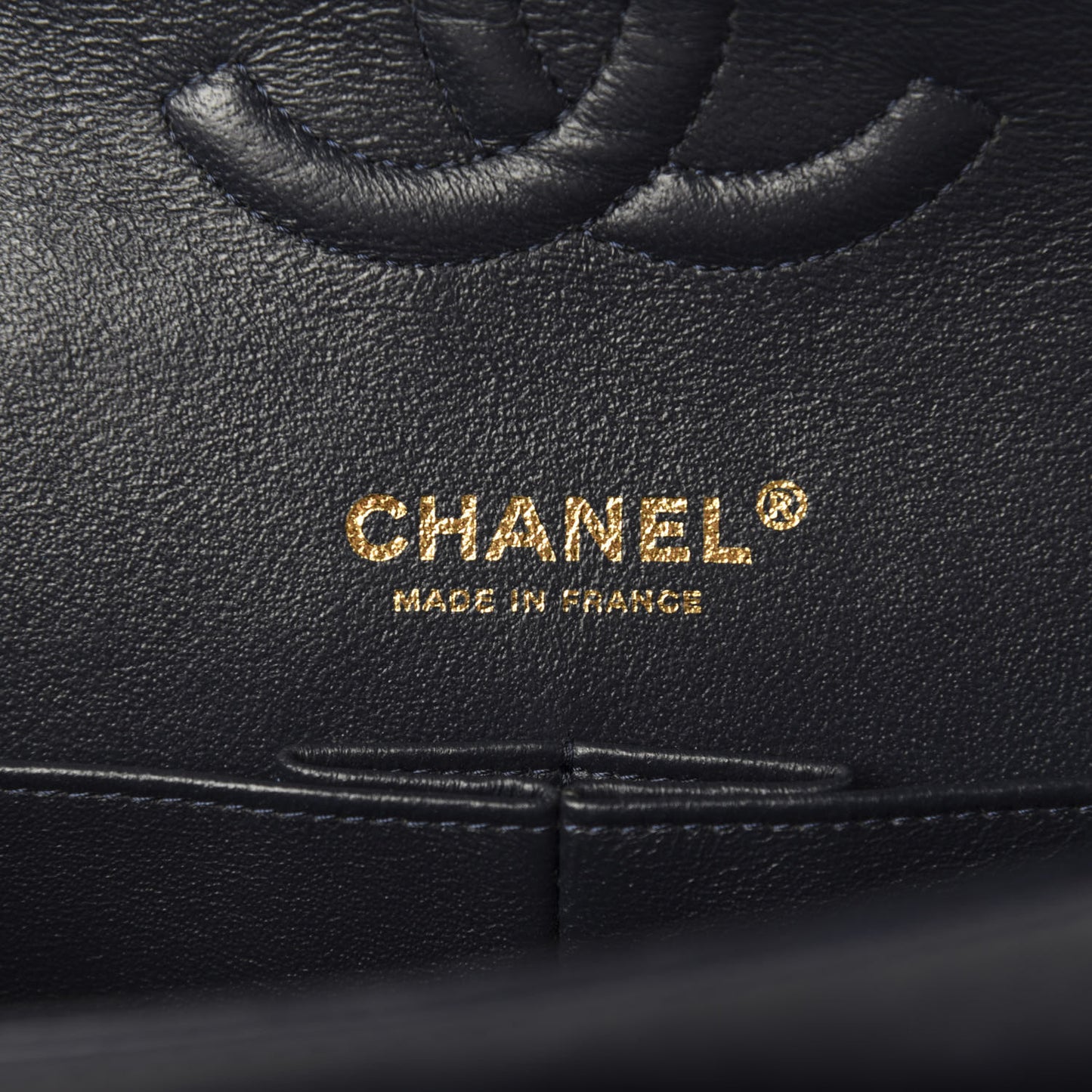 Lambskin Quilted Medium Double Flap Navy