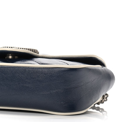 Gucci Vintage Effect Calfskin Matelasse Diagonal Super Mini Torchon GG Marmont Shoulder Bag Blue Agata Mystic White 10 of 10