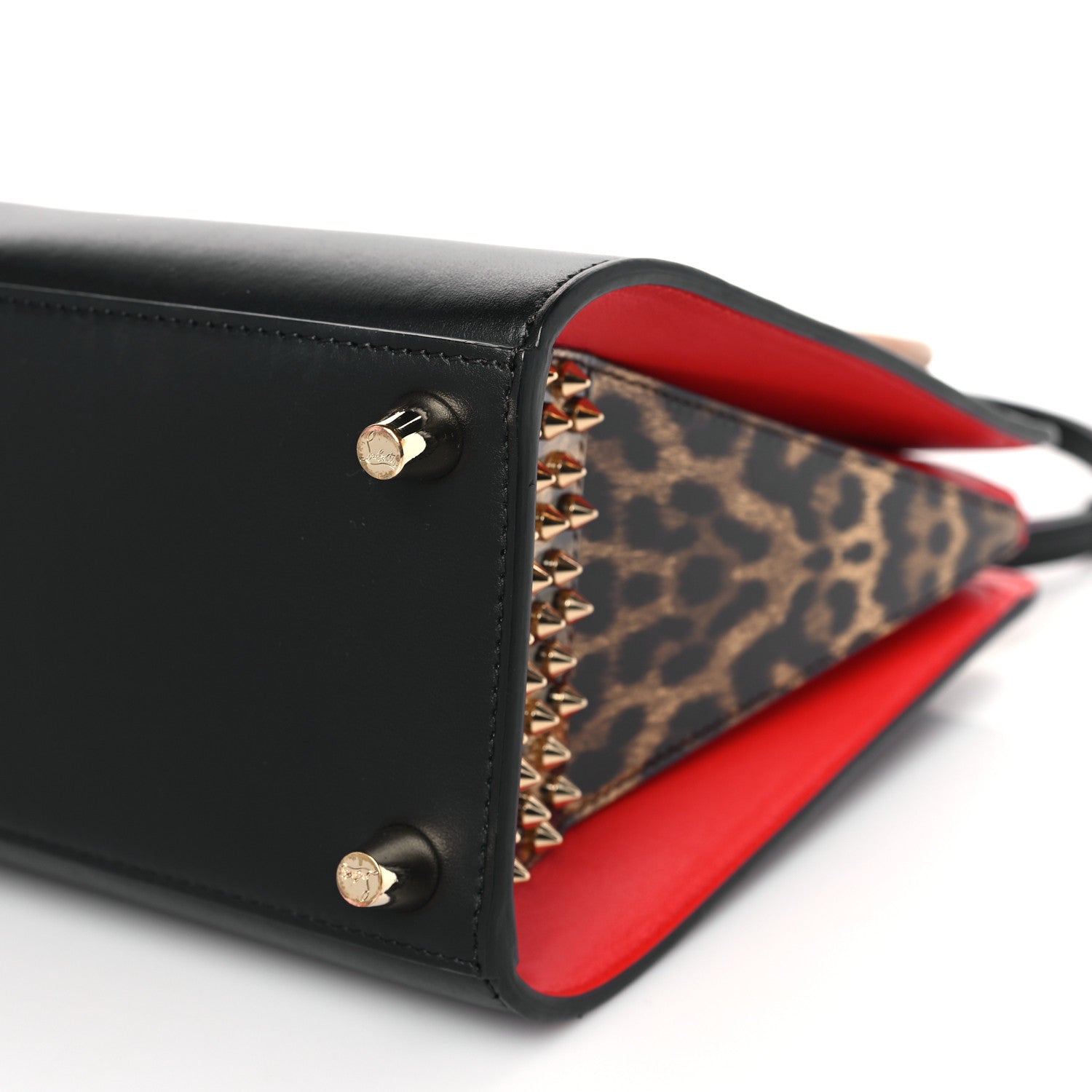 Christian Louboutin Calfskin Patent Leopard Spiked Small Paloma Black 6 of 6