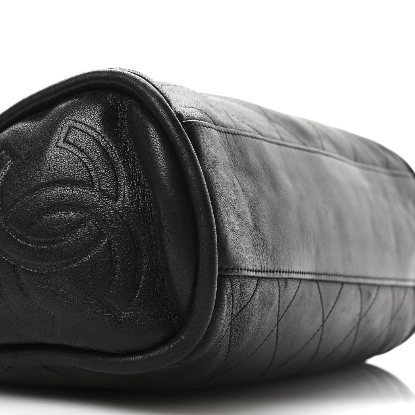 Lambskin Stitched Medium Ultimate Soft Tote Black