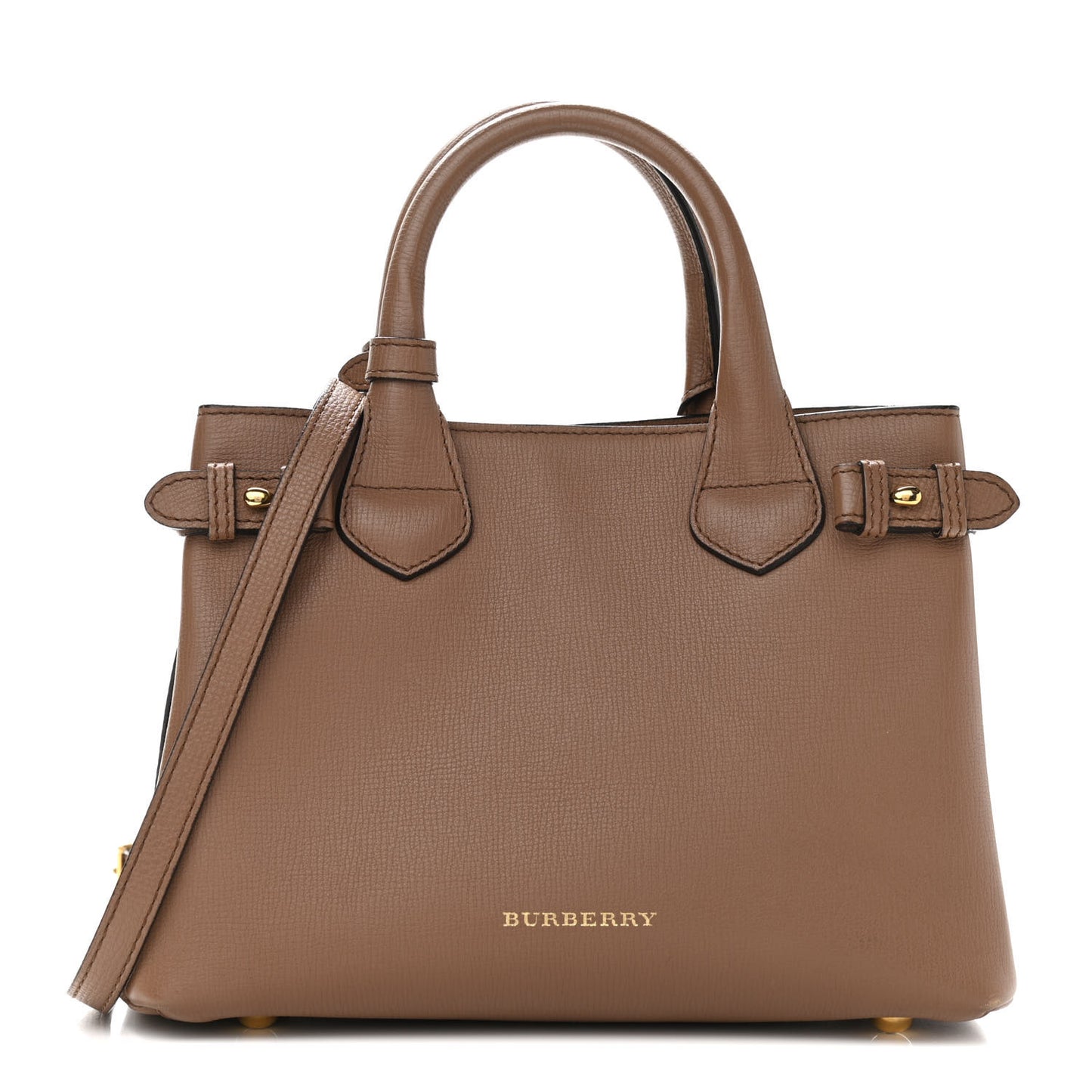 Grainy Calfskin House Check Small Banner Tote Tan