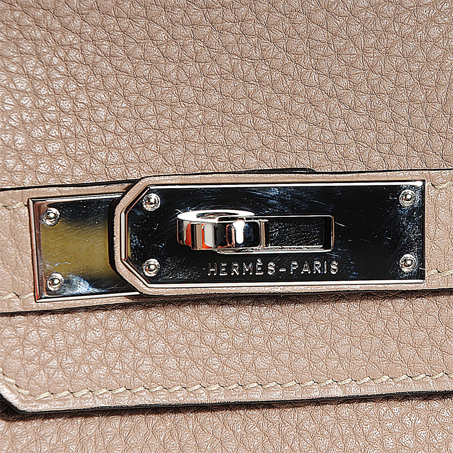 Taurillon Clemence Horseshoe Birkin 30 Gris Tourterelle and Black