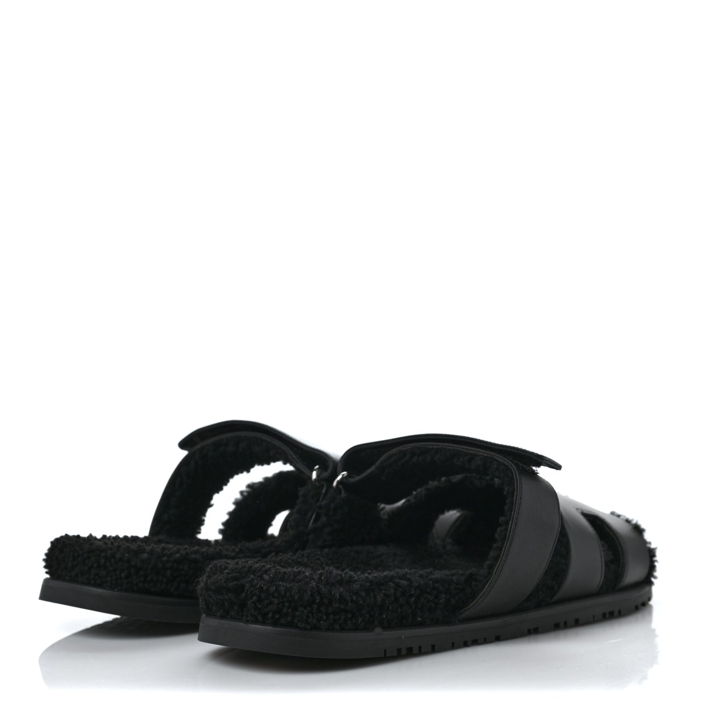 Calfskin Woolskin Mens Chypre Sandals 44.5 Black