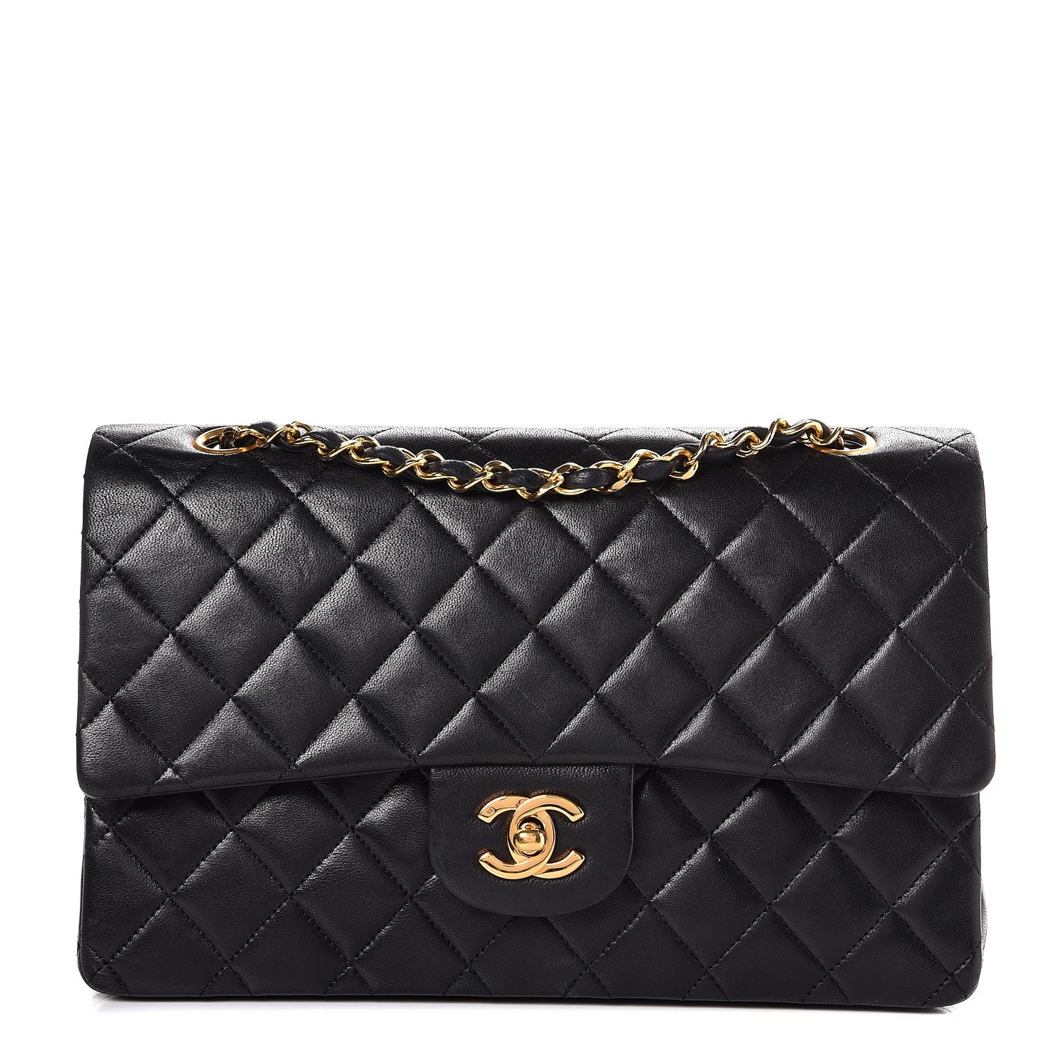 Chanel Lambskin Quilted Medium Double Flap Black 1 of 9