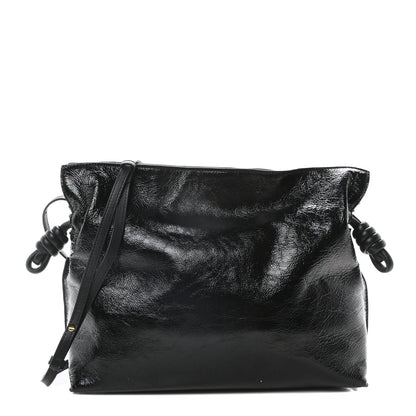 Loewe Crackle Patent Calfskin Medium Flamenco Knot Bag Black 1 of 9