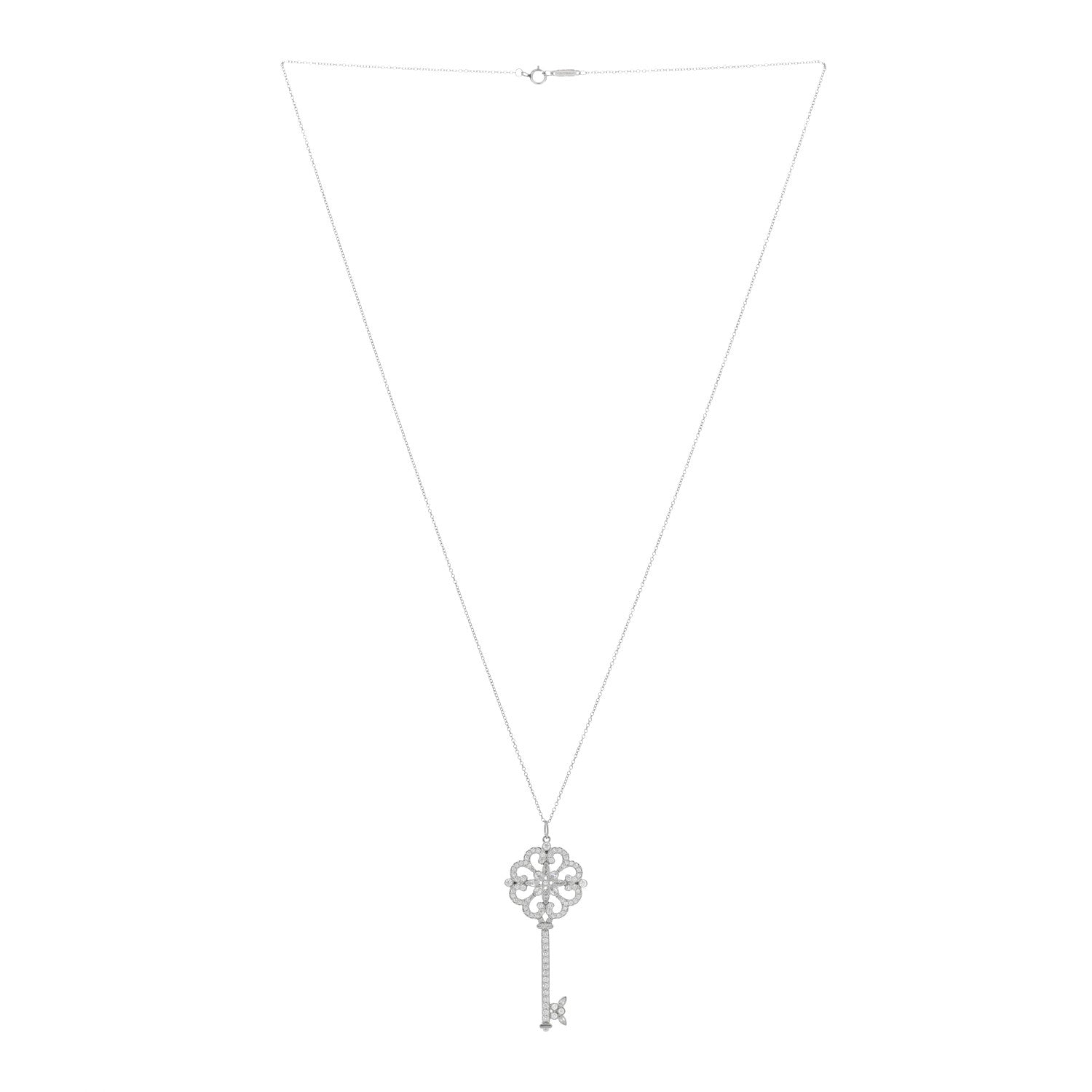 Tiffany Platinum Diamond Enchant Primrose Key Pendant 3 of 5