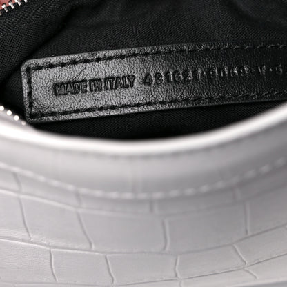 Balenciaga Matte Supple Lambskin Crocodile Embossed Classic Silver Hardware S City White 7 of 10