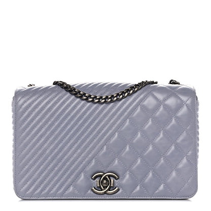 Chanel Glazed Calfskin Quilted Medium Coco Boy Flap Light Grey 1 of 13