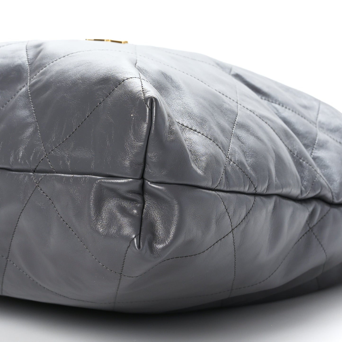Shiny Calfskin Quilted Large Chanel 22 Grey
