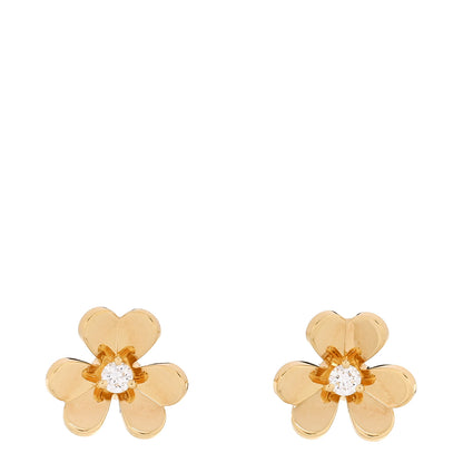 Van Cleef & Arpels 18K Yellow Gold Diamond Mini Frivole Earrings 1 of 5