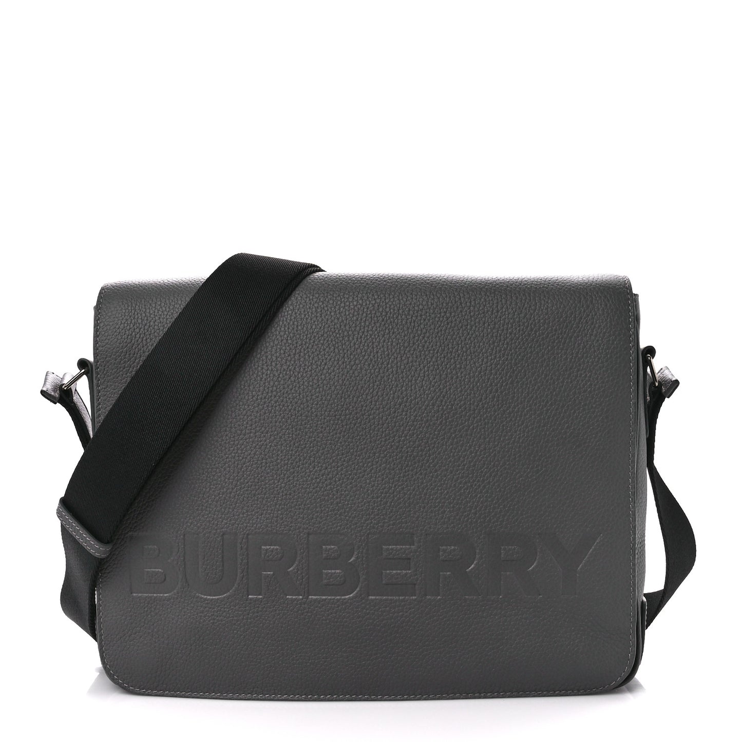 Calfskin Logo Messenger Charcoal Grey
