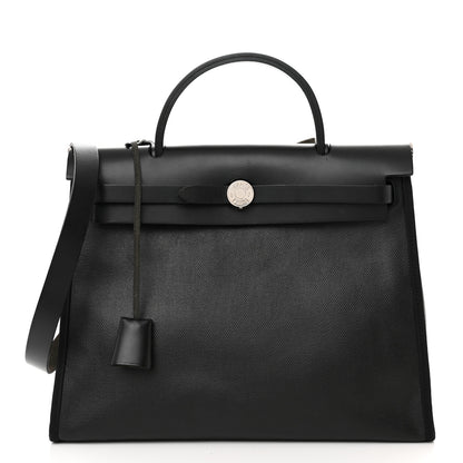 Hermes Toile H Berline Vache Hunter Herbag Zip PM 31 Black Ecru 3 of 10