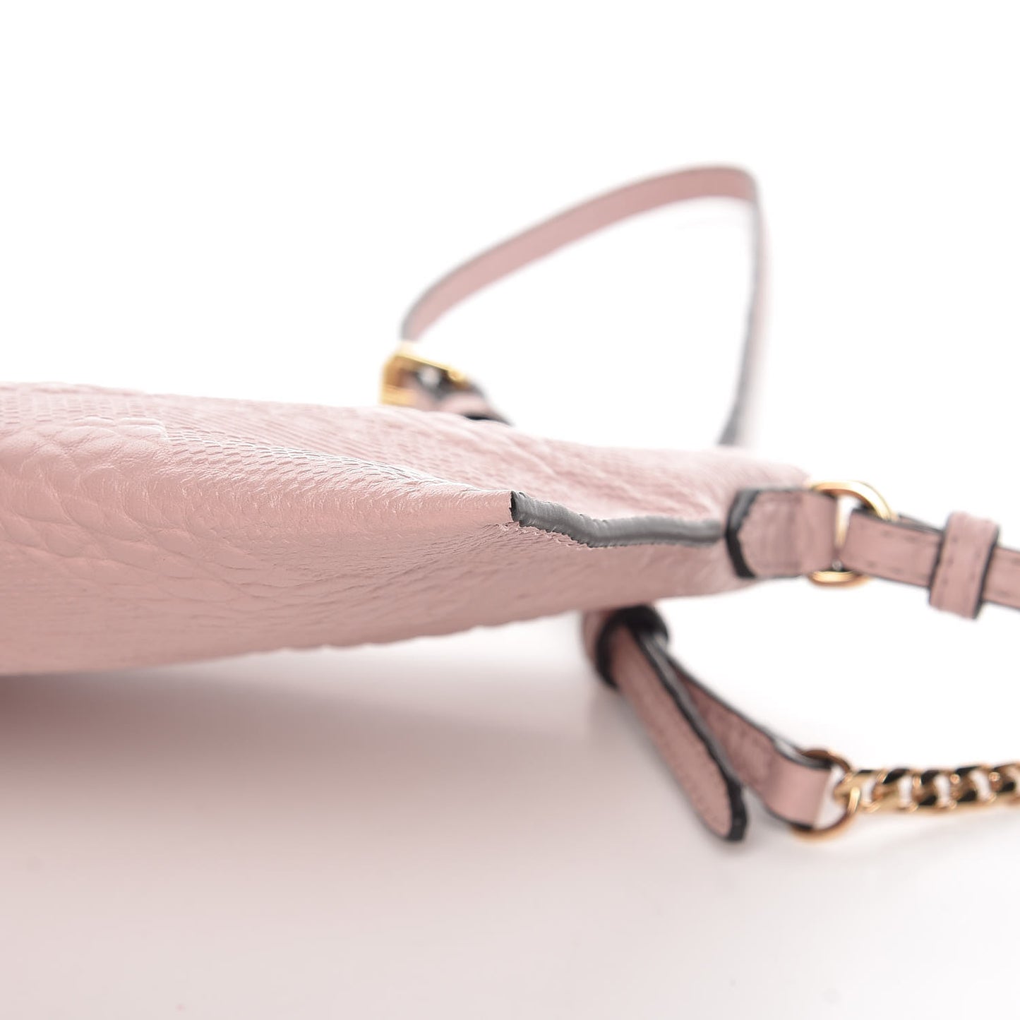 Signature Grain Calfskin Check Embossed Peyton Crossbody Clutch Bag Pale Orchid