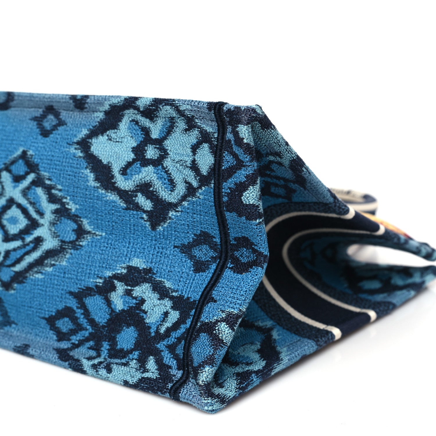 Christian Dior Canvas Embroidered Paisley Medium Book Tote Blue