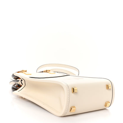 Fendi Vitello King Plexiglass Logo Embossed Mini Sunshine Shopper Tote White Ice 4 of 10