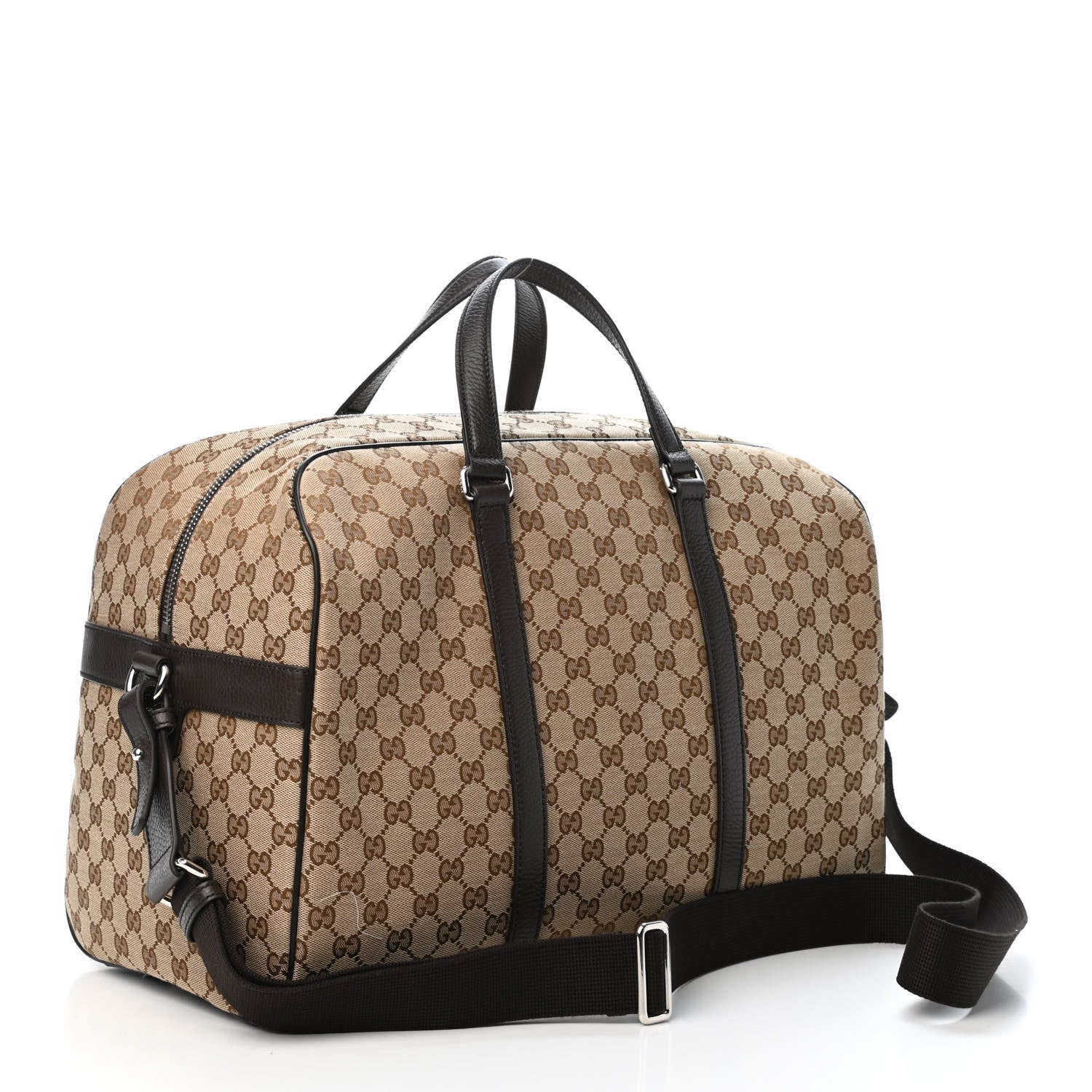Gucci Monogram Dollar Calfskin Boston Duffle Bag Beige Ebony Testa di Moro Marrone Scuro 3 of 4