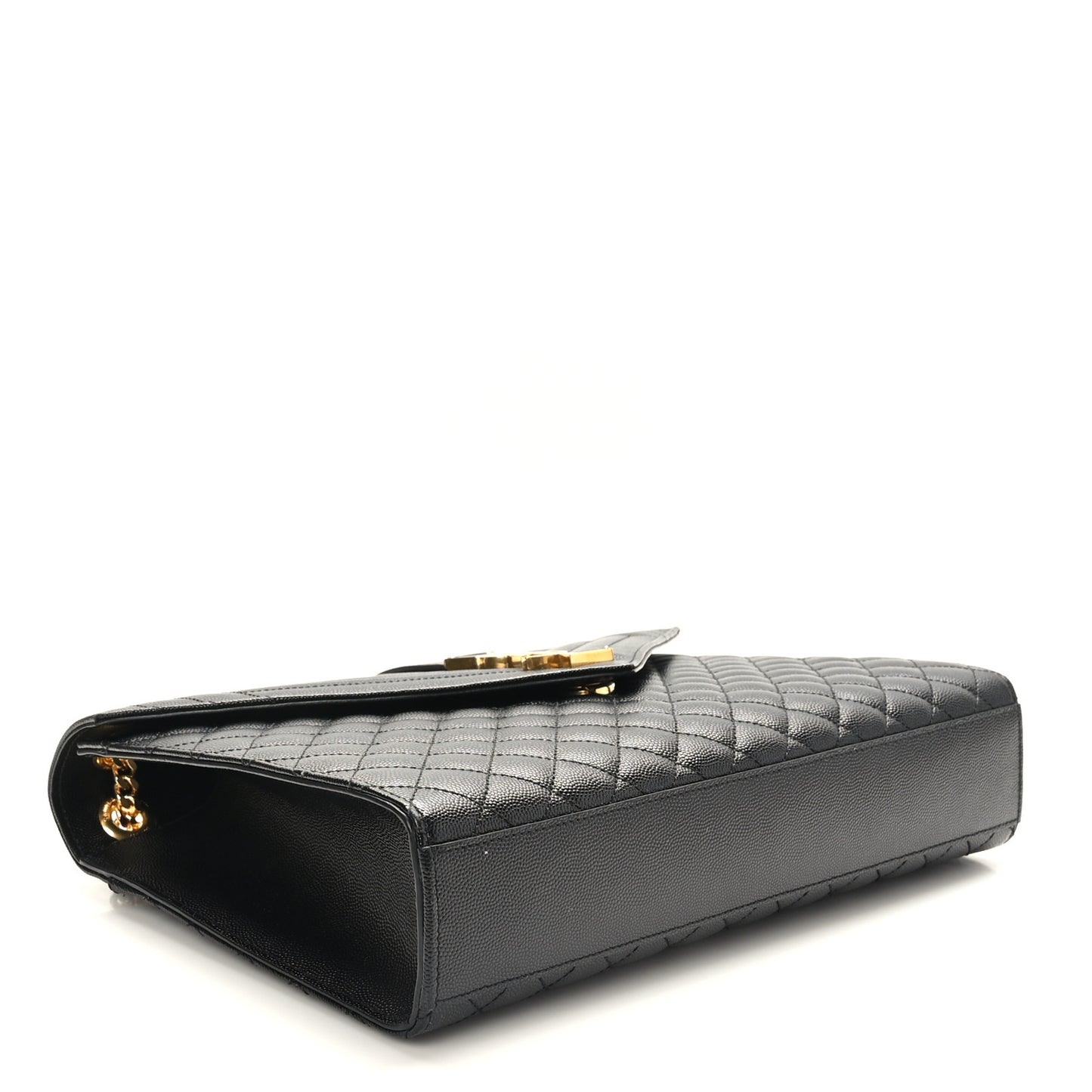 Grain De Poudre Textured Mixed Matelasse Large Triquilt Monogram Satchel Black