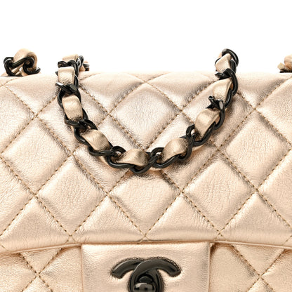 Chanel Metallic Lambskin Quilted Mini Square Flap Gold Black 8 of 12