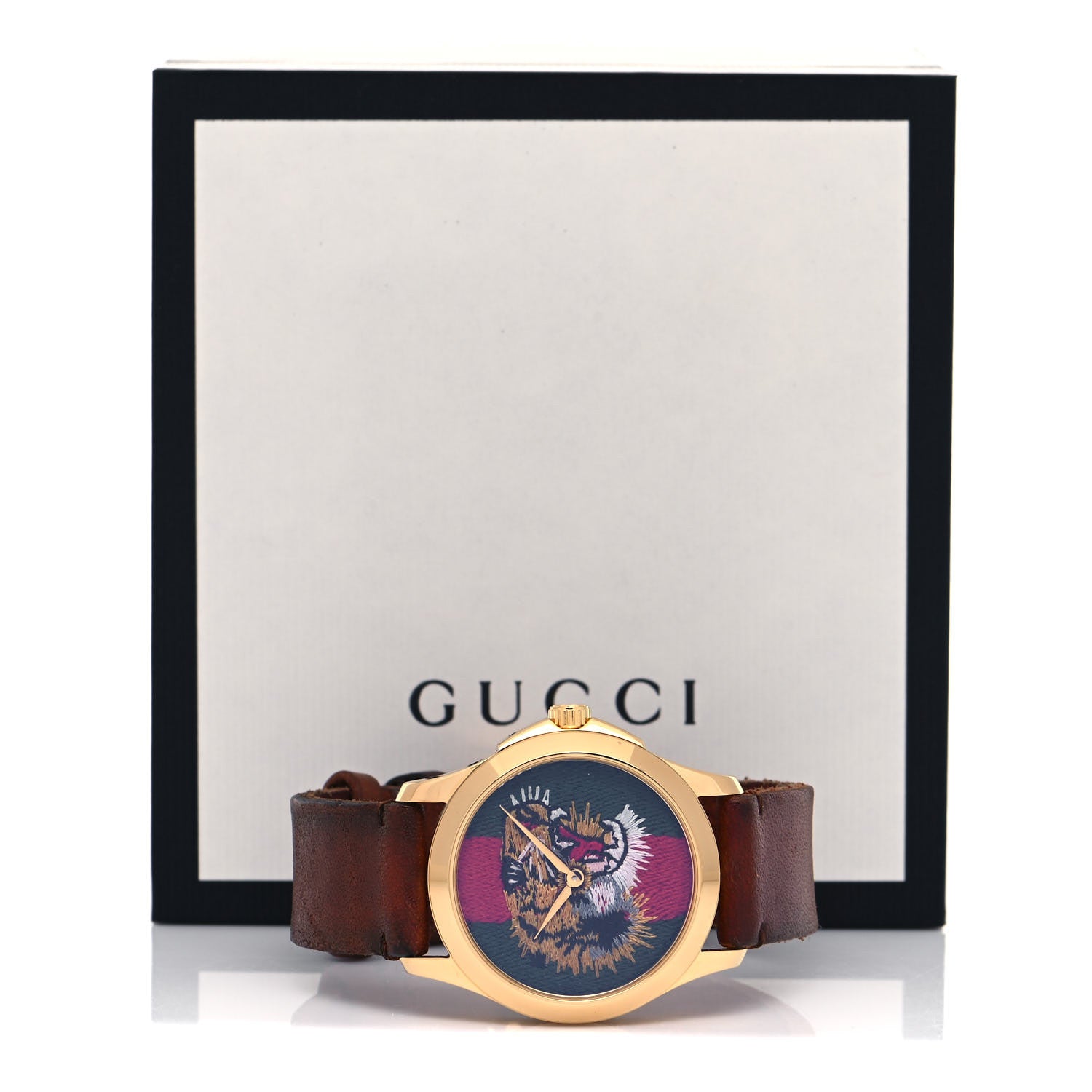 Gucci Stainless Steel Calfskin 38mm Le Marché Des Merveilles Tiger Quartz Watch 5 of 5