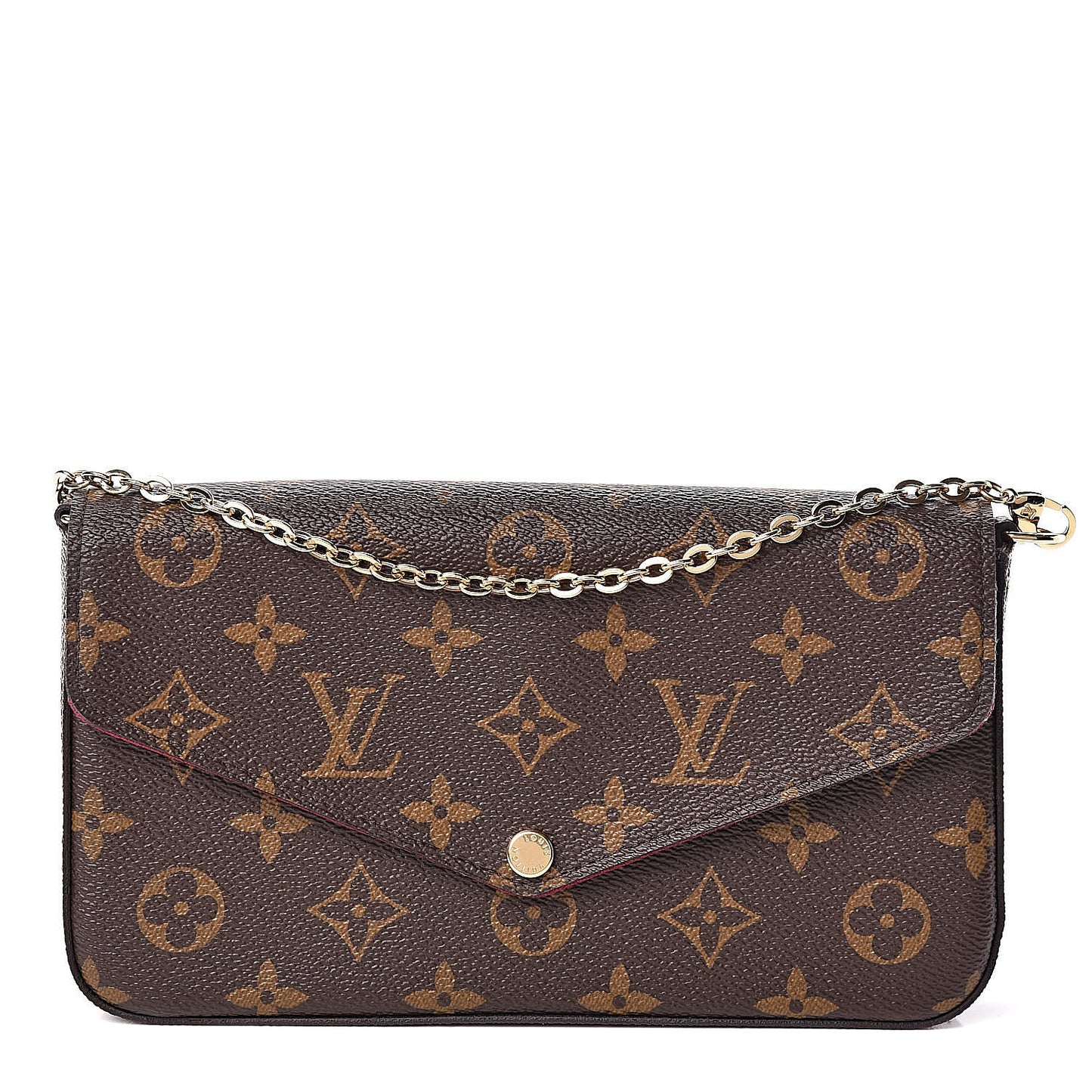 Monogram Pochette Felicie Chain Wallet Fuchsia