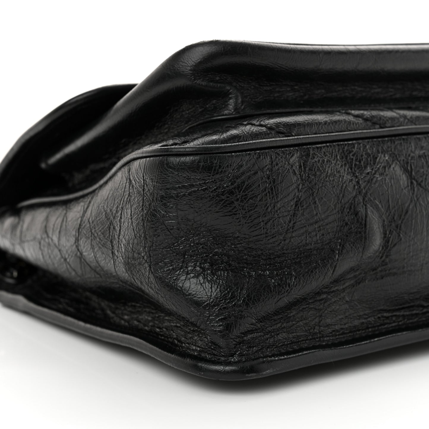 Crinkled Calfskin Matelasse Monogram Medium Niki Chain Satchel Black