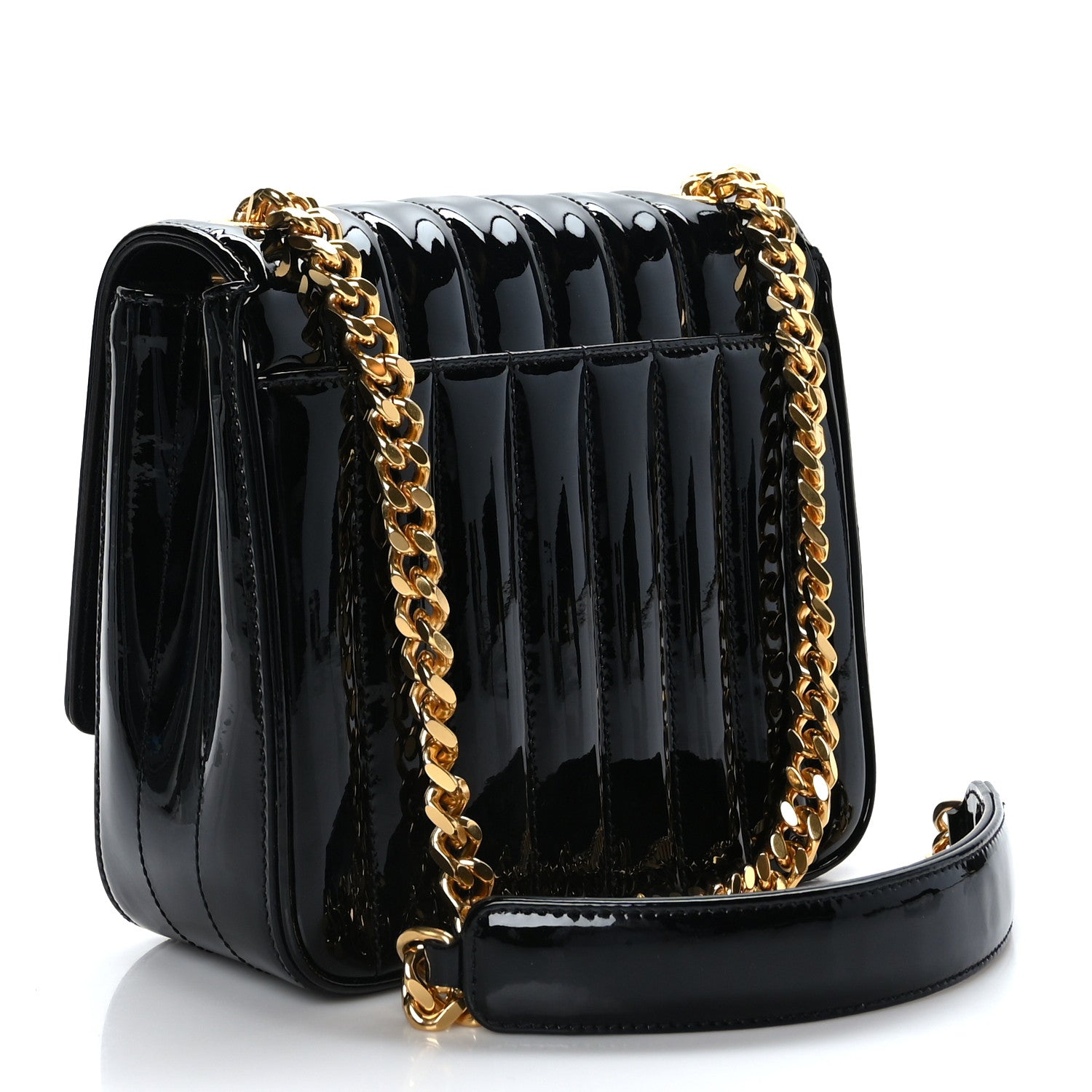 Saint Laurent Patent Calfskin Matelasse Monogram Medium Vicky Chain Bag Black 3 of 8