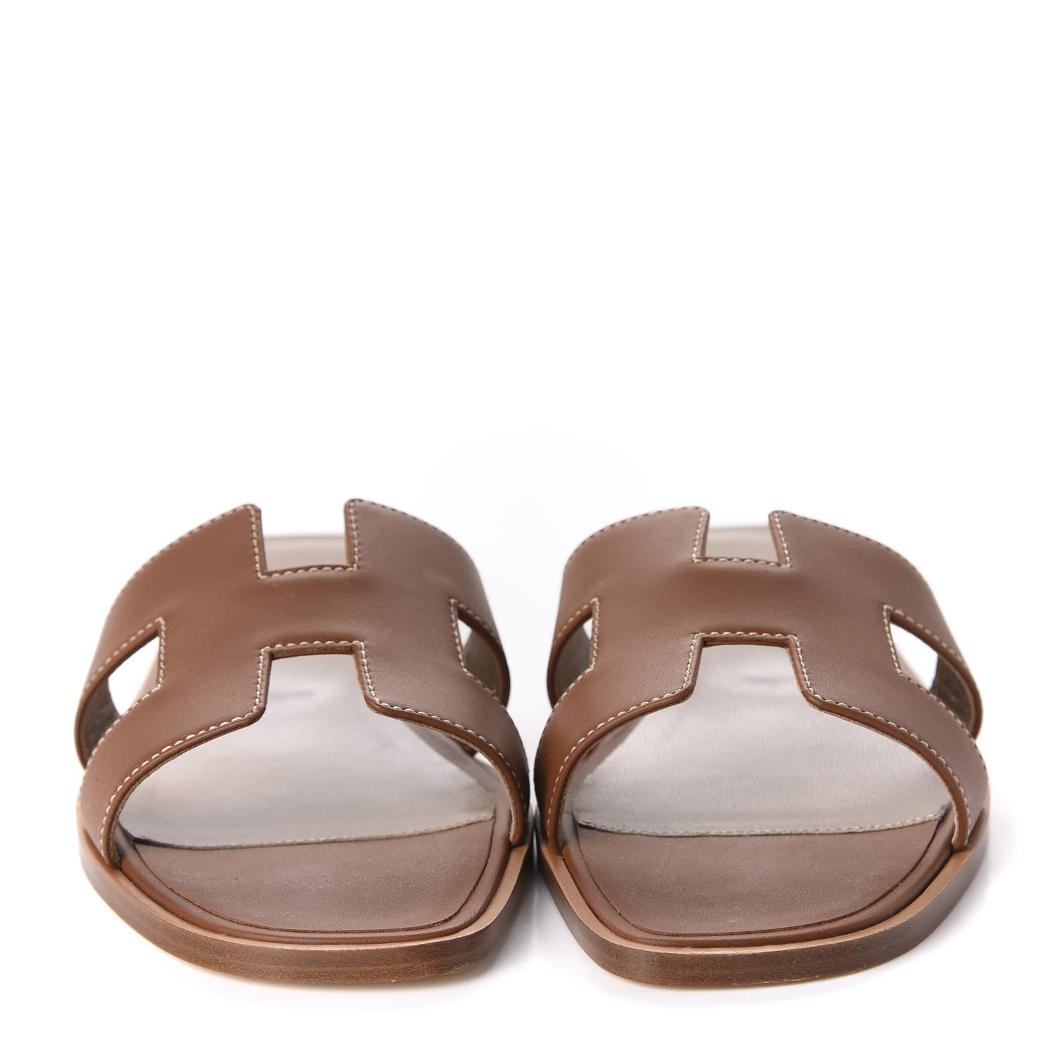 Hermes Box Calfskin Oran Sandals 37.5 Gold 2 of 10