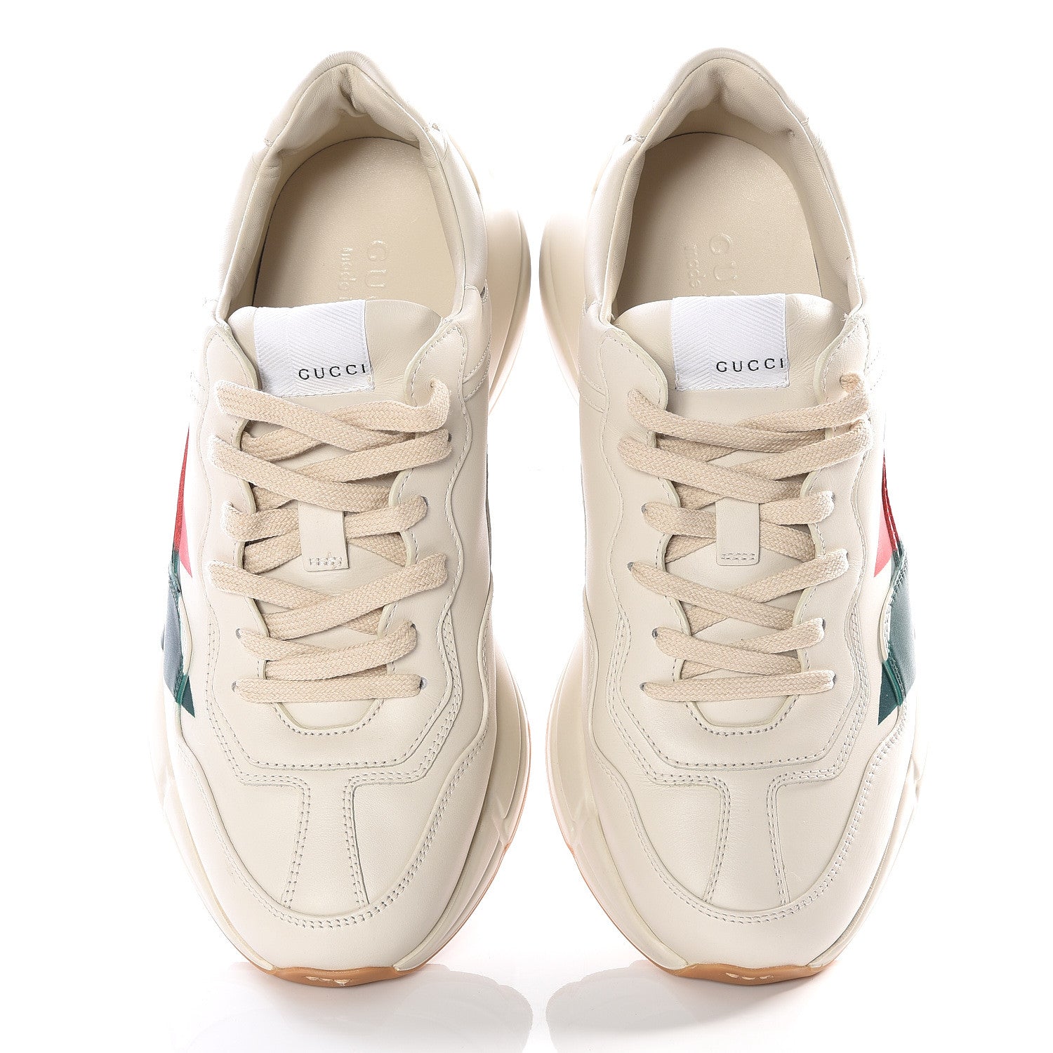 Gucci Calfskin Web Printed Mens Rhyton Sneakers 8 Mystic White 4 of 14
