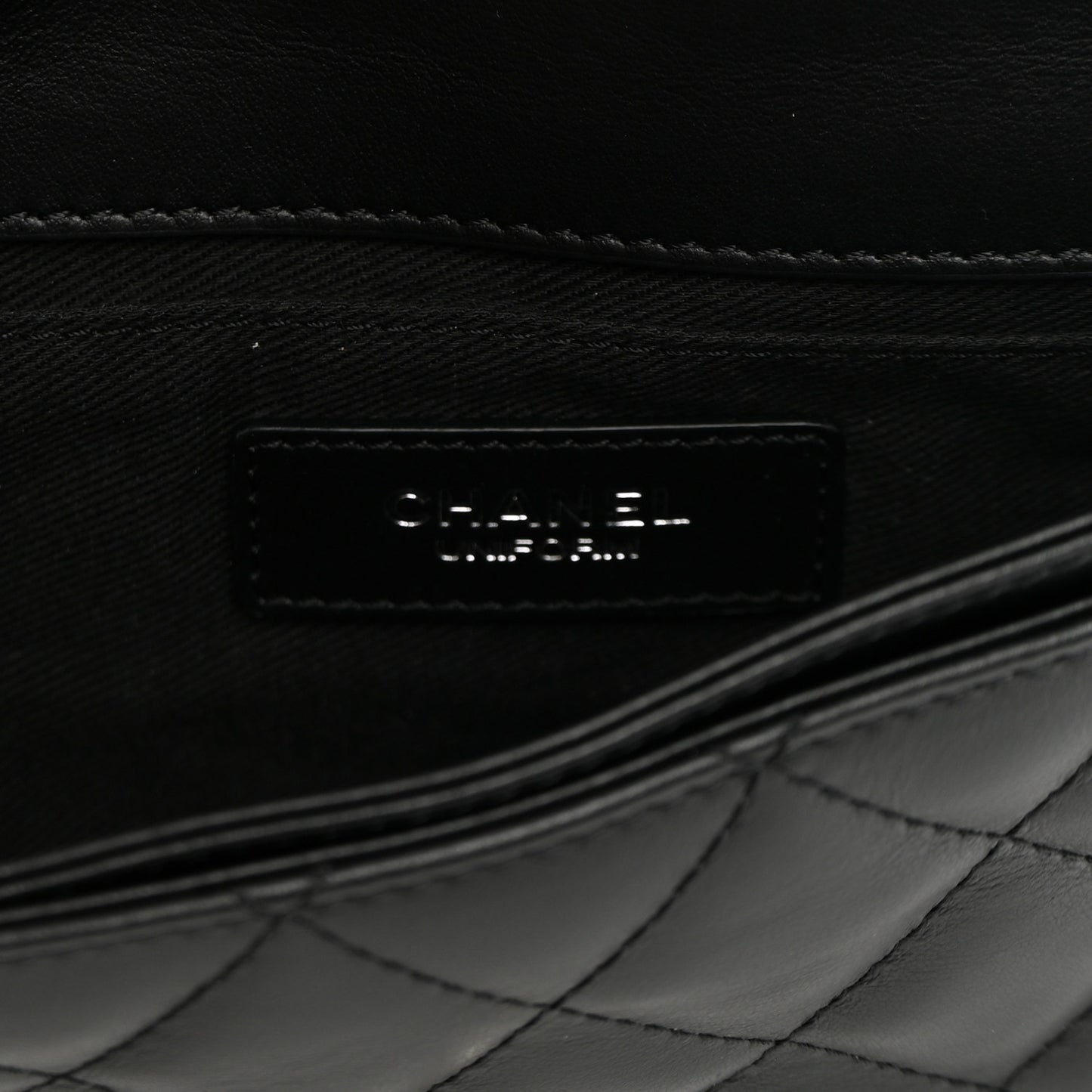 Calfskin Quilted CC Uniform Flap Belt Bag Black