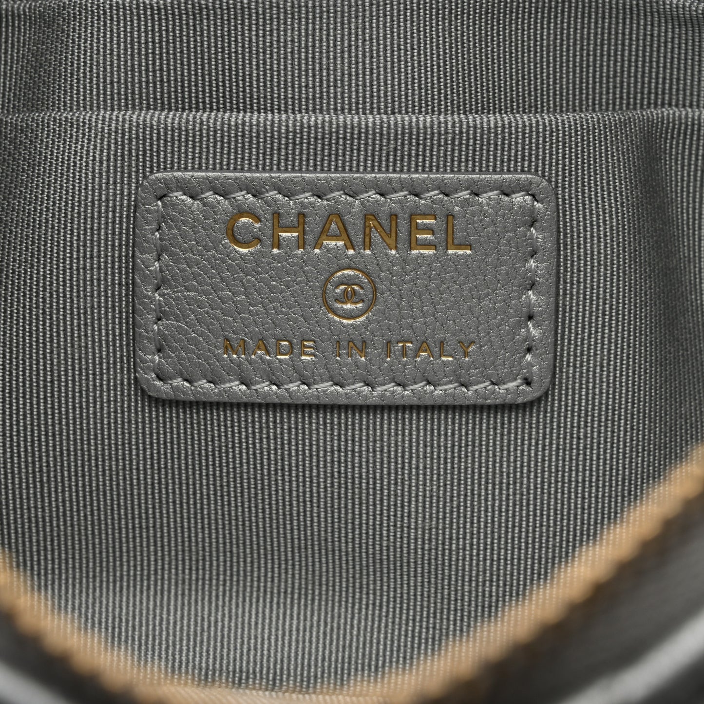 Shiny Goatskin Quilted Small Chanel 19 Pouch Silver