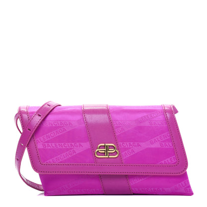 Balenciaga Jacquard Nylon Calfskin Shift Wallet On Strap Pink 1 of 21