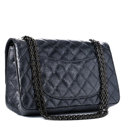 Chanel Metallic Crumpled Calfskin Quilted 2.55 Reissue 226 Flap Charcoal 3 of 12