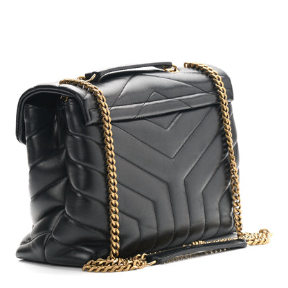 Saint Laurent Calfskin Y Quilted Monogram Small Loulou Chain Satchel Black 2 of 9