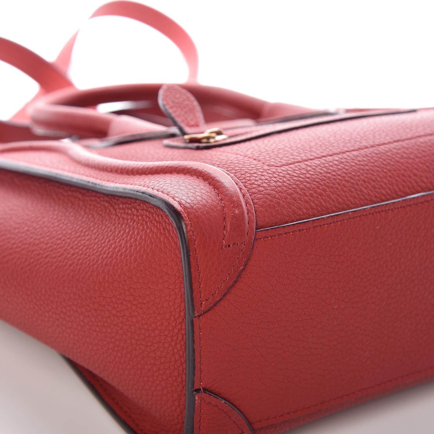 Celine Drummed Calfskin Nano Luggage Coquelicot 9 of 16