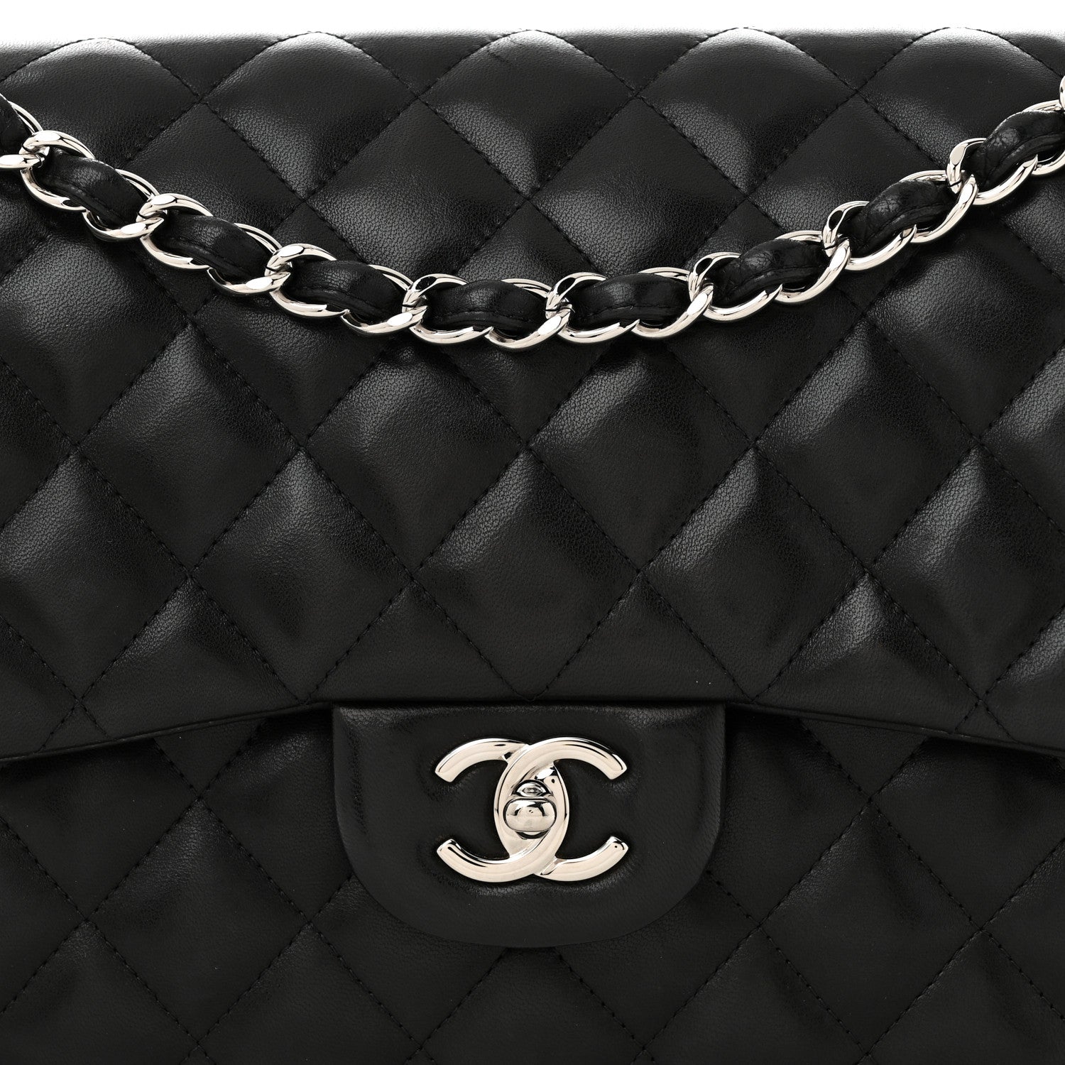 Chanel Lambskin Quilted Jumbo Double Flap Black 8 of 10
