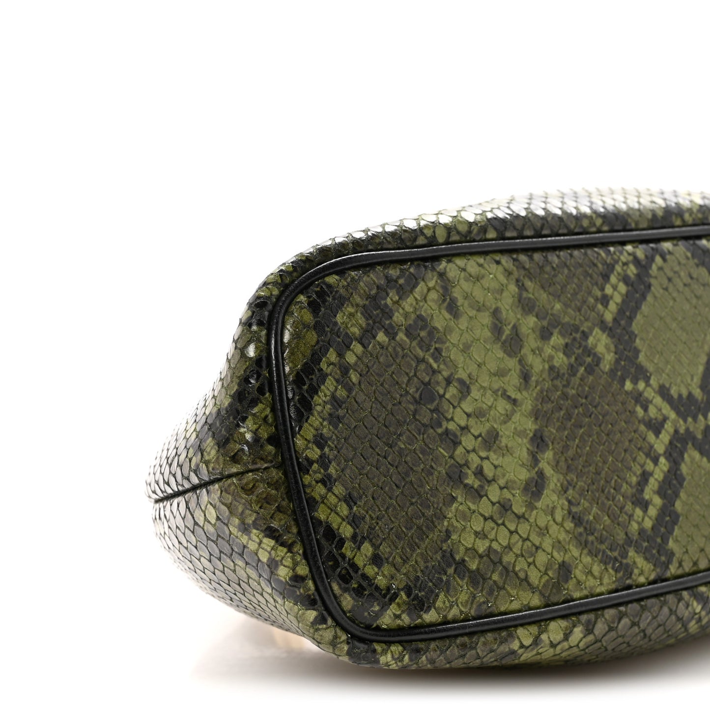 Snakeskin Printed Lambskin Le Petit Calino Ring Top Handle Bag Green