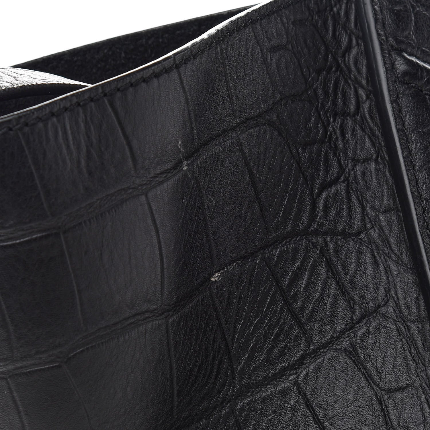 Celine Calfskin Crocodile Embossed Medium Phantom Luggage Black 14 of 14