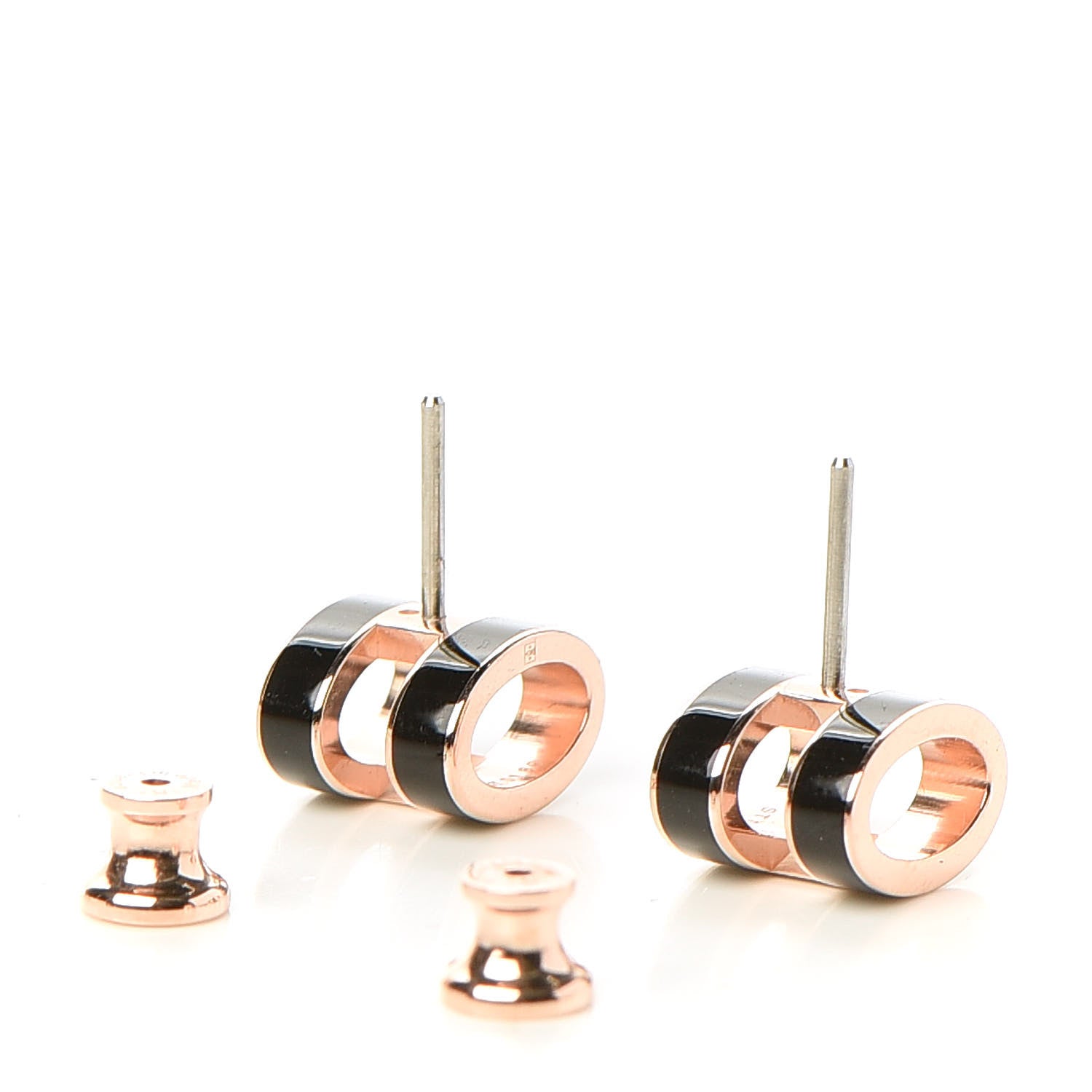Hermes Rose Gold Lacquered Pop H Earrings Black 3 of 5